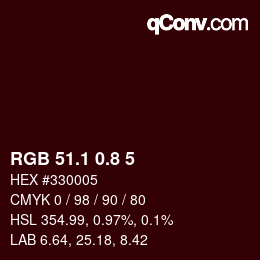 Color code: RGB 51.1 0.8 5 | qconv.com