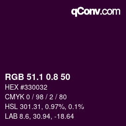 カラーコード: RGB 51.1 0.8 50 | qconv.com