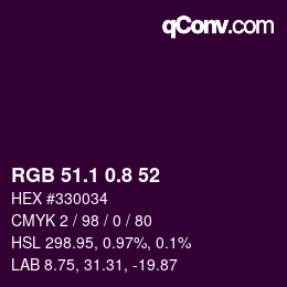 カラーコード: RGB 51.1 0.8 52 | qconv.com