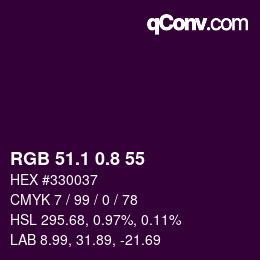 カラーコード: RGB 51.1 0.8 55 | qconv.com