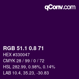 カラーコード: RGB 51.1 0.8 71 | qconv.com