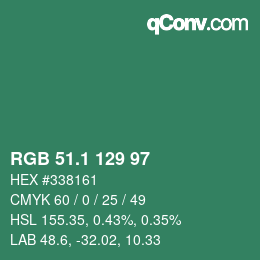カラーコード: RGB 51.1 129 97 | qconv.com
