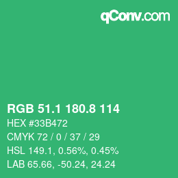 カラーコード: RGB 51.1 180.8 114 | qconv.com