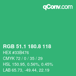 カラーコード: RGB 51.1 180.8 118 | qconv.com