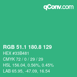 カラーコード: RGB 51.1 180.8 129 | qconv.com