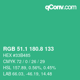 カラーコード: RGB 51.1 180.8 133 | qconv.com