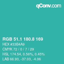 Color code: RGB 51.1 180.8 169 | qconv.com