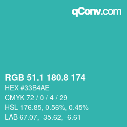 Color code: RGB 51.1 180.8 174 | qconv.com