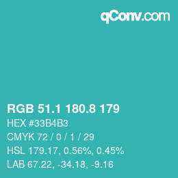 Color code: RGB 51.1 180.8 179 | qconv.com