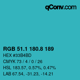 Color code: RGB 51.1 180.8 189 | qconv.com