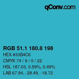 Color code: RGB 51.1 180.8 198 | qconv.com