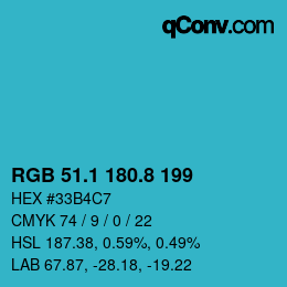 Color code: RGB 51.1 180.8 199 | qconv.com