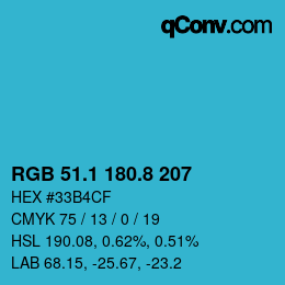 カラーコード: RGB 51.1 180.8 207 | qconv.com