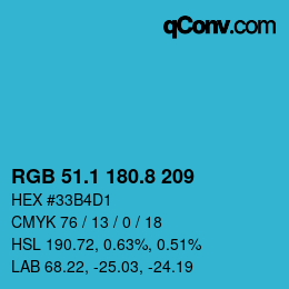 Farbcode: RGB 51.1 180.8 209 | qconv.com