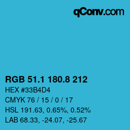Color code: RGB 51.1 180.8 212 | qconv.com