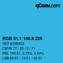 Color code: RGB 51.1 180.8 226 | qconv.com