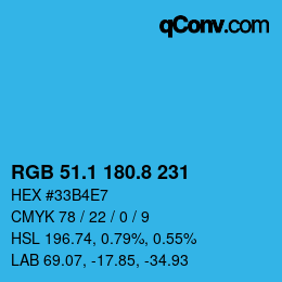 Color code: RGB 51.1 180.8 231 | qconv.com
