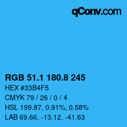 カラーコード: RGB 51.1 180.8 245 | qconv.com