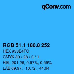 Color code: RGB 51.1 180.8 252 | qconv.com