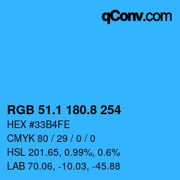 カラーコード: RGB 51.1 180.8 254 | qconv.com