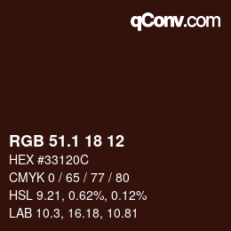 Farbcode: RGB 51.1 18 12 | qconv.com