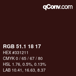 カラーコード: RGB 51.1 18 17 | qconv.com