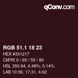 カラーコード: RGB 51.1 18 23 | qconv.com