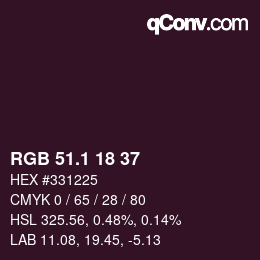 カラーコード: RGB 51.1 18 37 | qconv.com