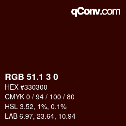 カラーコード: RGB 51.1 3 0 | qconv.com