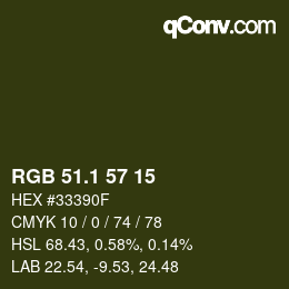Color code: RGB 51.1 57 15 | qconv.com