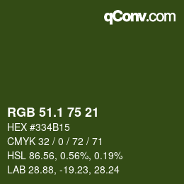 カラーコード: RGB 51.1 75 21 | qconv.com