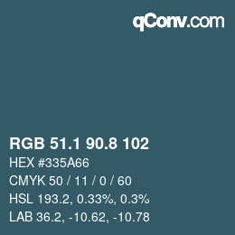 Color code: RGB 51.1 90.8 102 | qconv.com