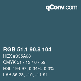 Color code: RGB 51.1 90.8 104 | qconv.com