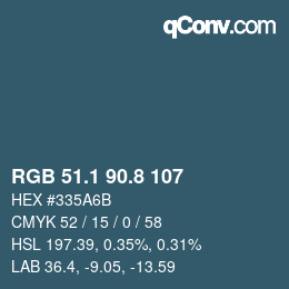 Color code: RGB 51.1 90.8 107 | qconv.com