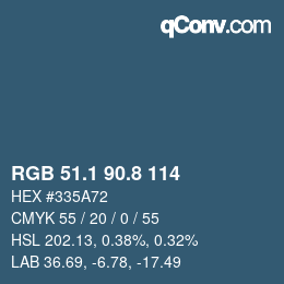 Color code: RGB 51.1 90.8 114 | qconv.com