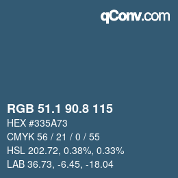 カラーコード: RGB 51.1 90.8 115 | qconv.com