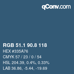 Farbcode: RGB 51.1 90.8 118 | qconv.com