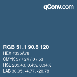 カラーコード: RGB 51.1 90.8 120 | qconv.com