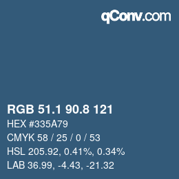 Color code: RGB 51.1 90.8 121 | qconv.com