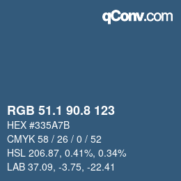 Color code: RGB 51.1 90.8 123 | qconv.com