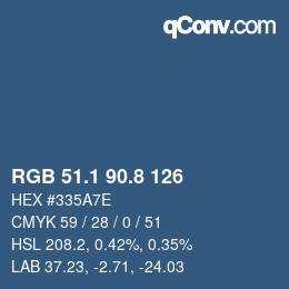 Color code: RGB 51.1 90.8 126 | qconv.com