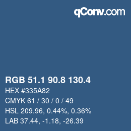 カラーコード: RGB 51.1 90.8 130.4 | qconv.com