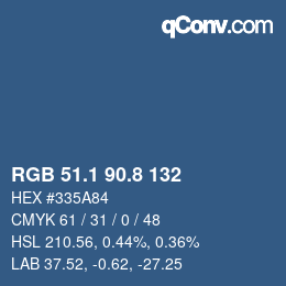 Farbcode: RGB 51.1 90.8 132 | qconv.com