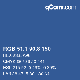 Color code: RGB 51.1 90.8 150 | qconv.com
