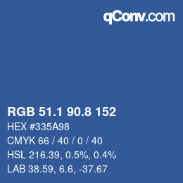 カラーコード: RGB 51.1 90.8 152 | qconv.com