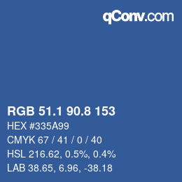 カラーコード: RGB 51.1 90.8 153 | qconv.com