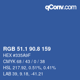 カラーコード: RGB 51.1 90.8 159 | qconv.com