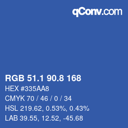カラーコード: RGB 51.1 90.8 168 | qconv.com