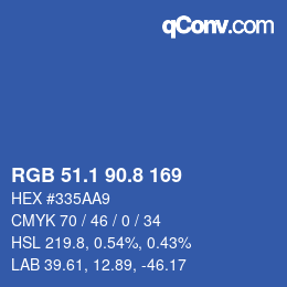 Code couleur: RGB 51.1 90.8 169 | qconv.com