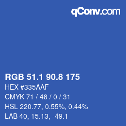 Color code: RGB 51.1 90.8 175 | qconv.com
